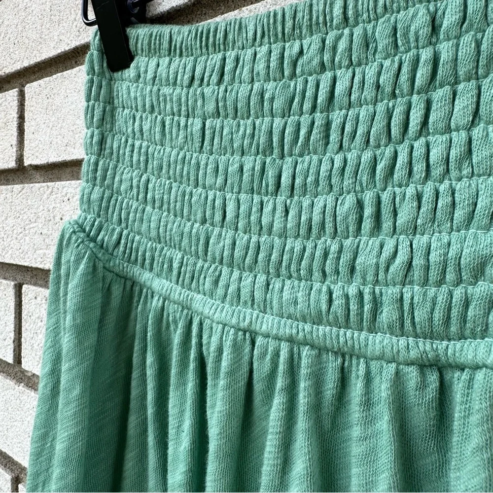 ATM Anthony Thomas Melillo Green Cotton Smocked Waist Raw Hem Skirt XS Boho Chic